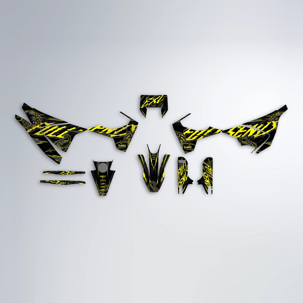 VENOM Husqvarna 701 graphics kit parts layout in Yellow