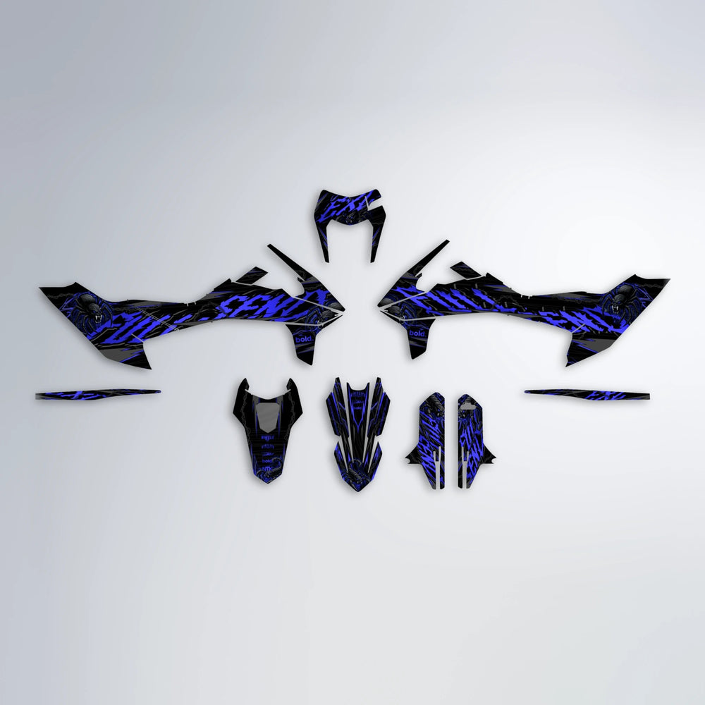 VENOM KTM SMC 690 graphics kit parts layout in Blue