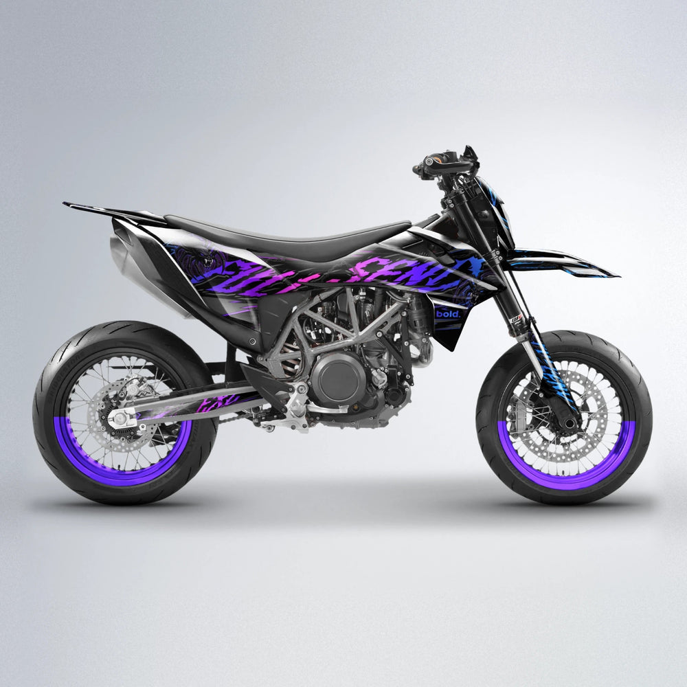 VENOM KTM SMC 690 supermoto graphics kit in Blue Purple Fade
