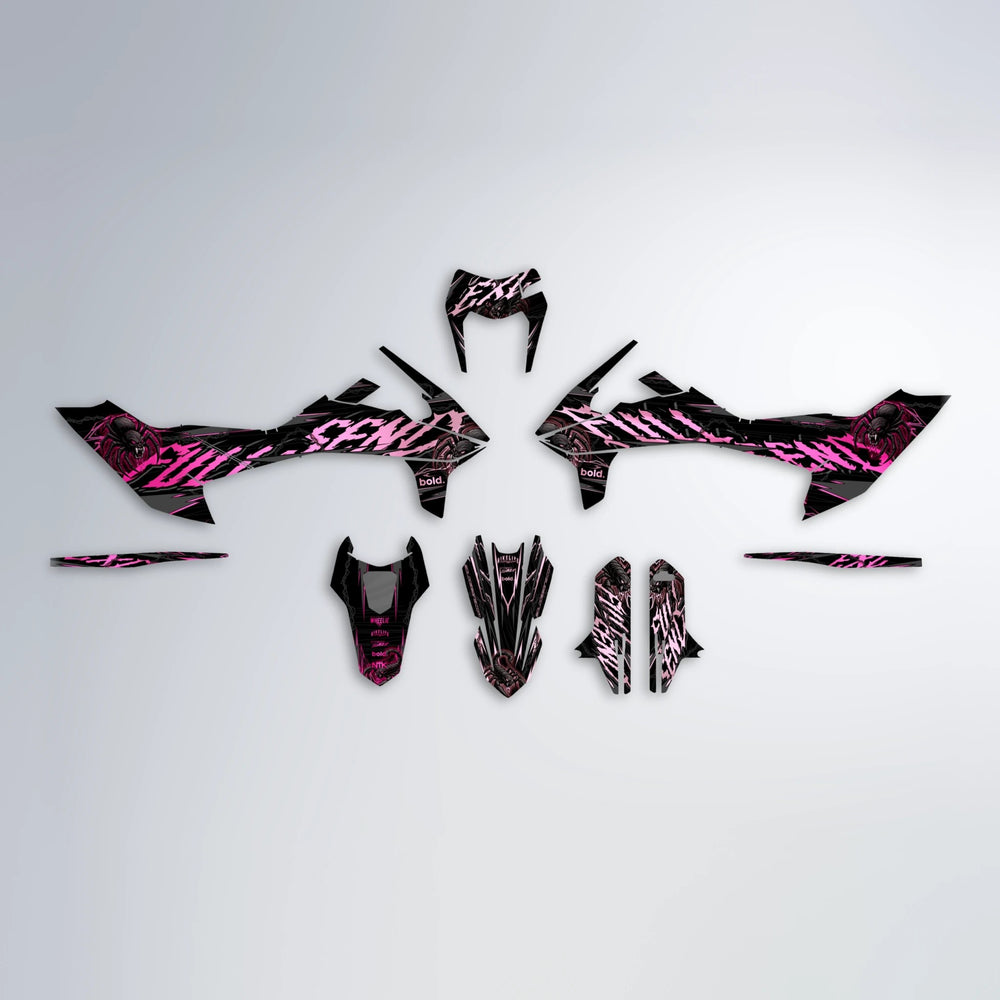 VENOM KTM SMC 690 graphics kit parts layout in Flamingo