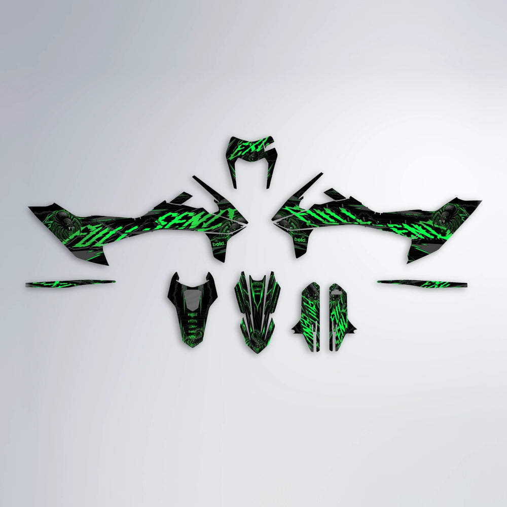 VENOM KTM SMC 690 graphics kit parts layout in Green