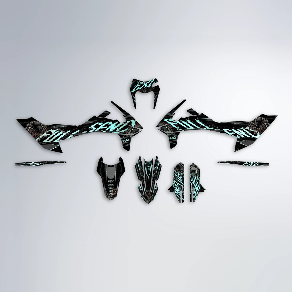 VENOM KTM SMC 690 graphics kit parts layout in Mint