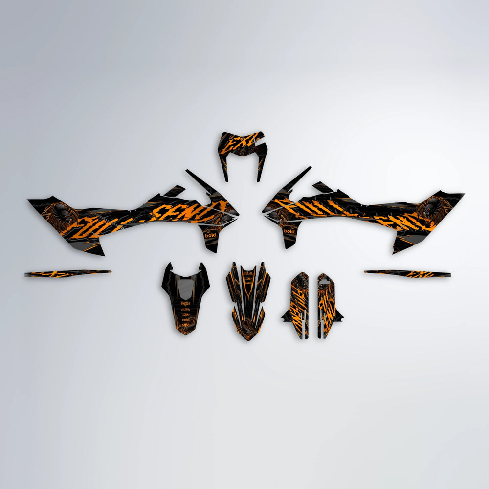 VENOM KTM SMC 690 graphics kit parts layout in Orange