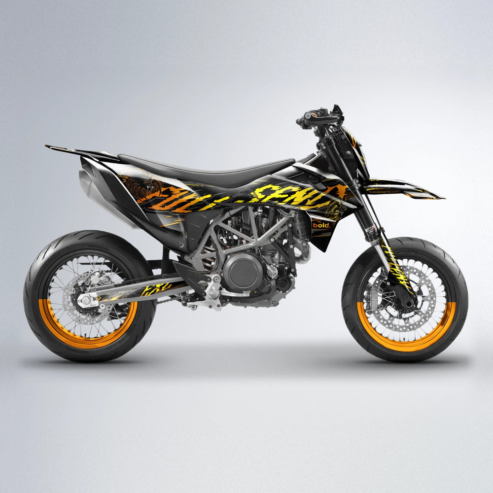 VENOM KTM SMC 690 supermoto graphics kit in Orange & Yellow