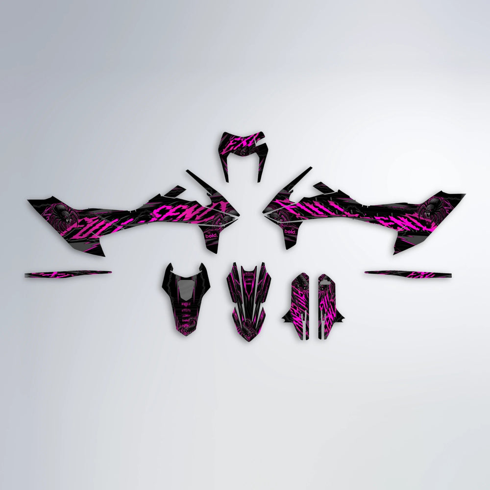 VENOM KTM SMC 690 graphics kit parts layout in Pink