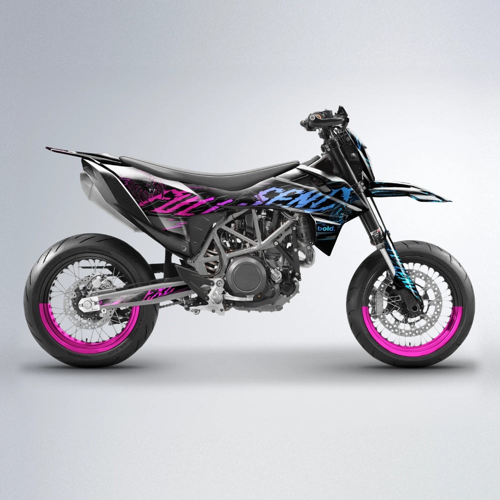VENOM KTM SMC 690 supermoto graphics kit in Pink & Light Blue