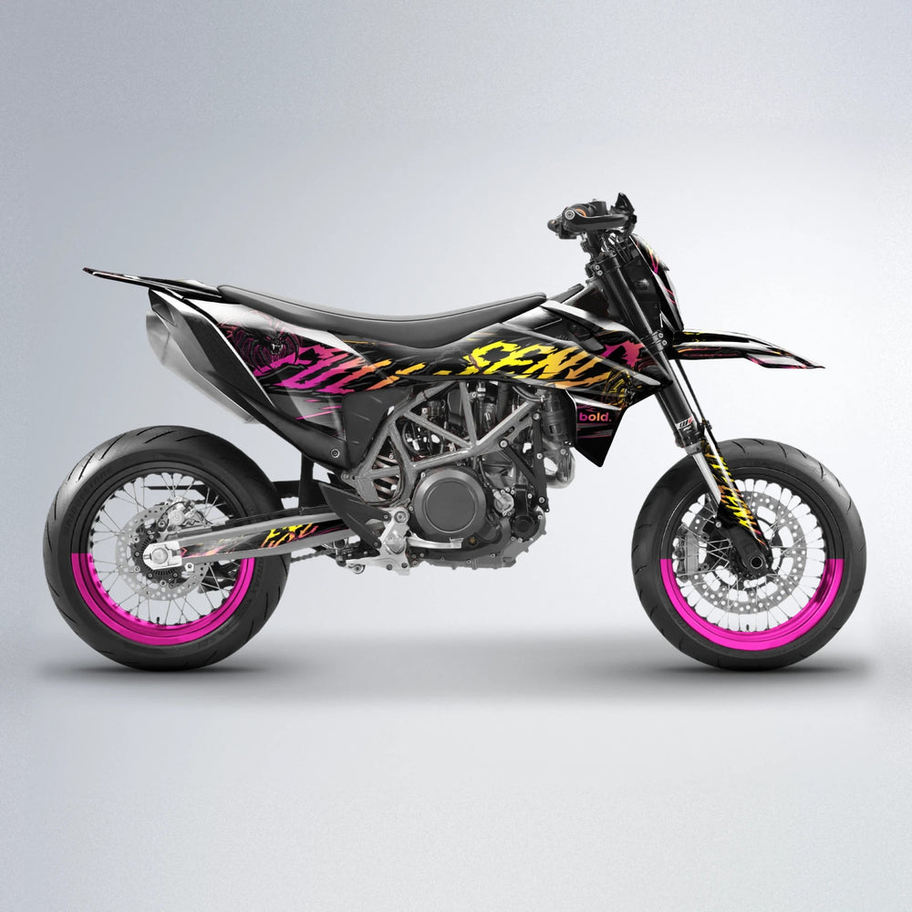 VENOM KTM SMC 690 supermoto graphics kit in Pink & Yellow