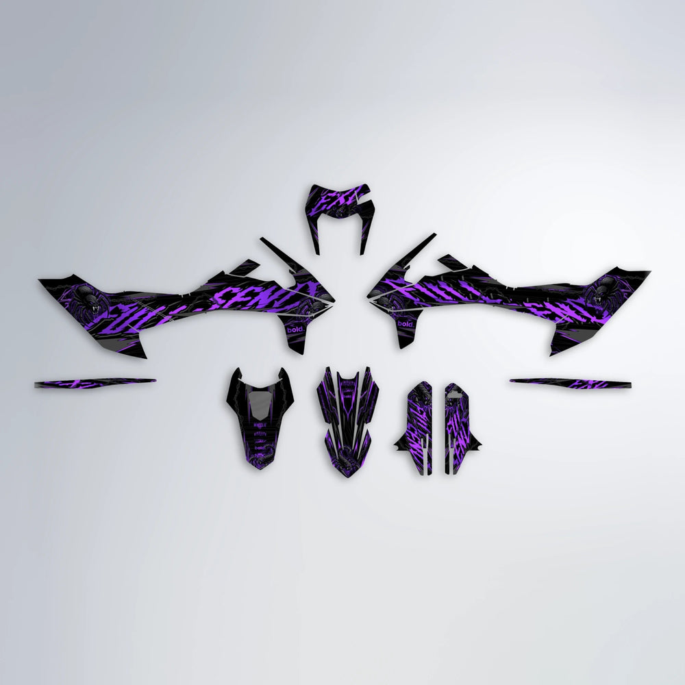 VENOM KTM SMC 690 graphics kit parts layout in Purple