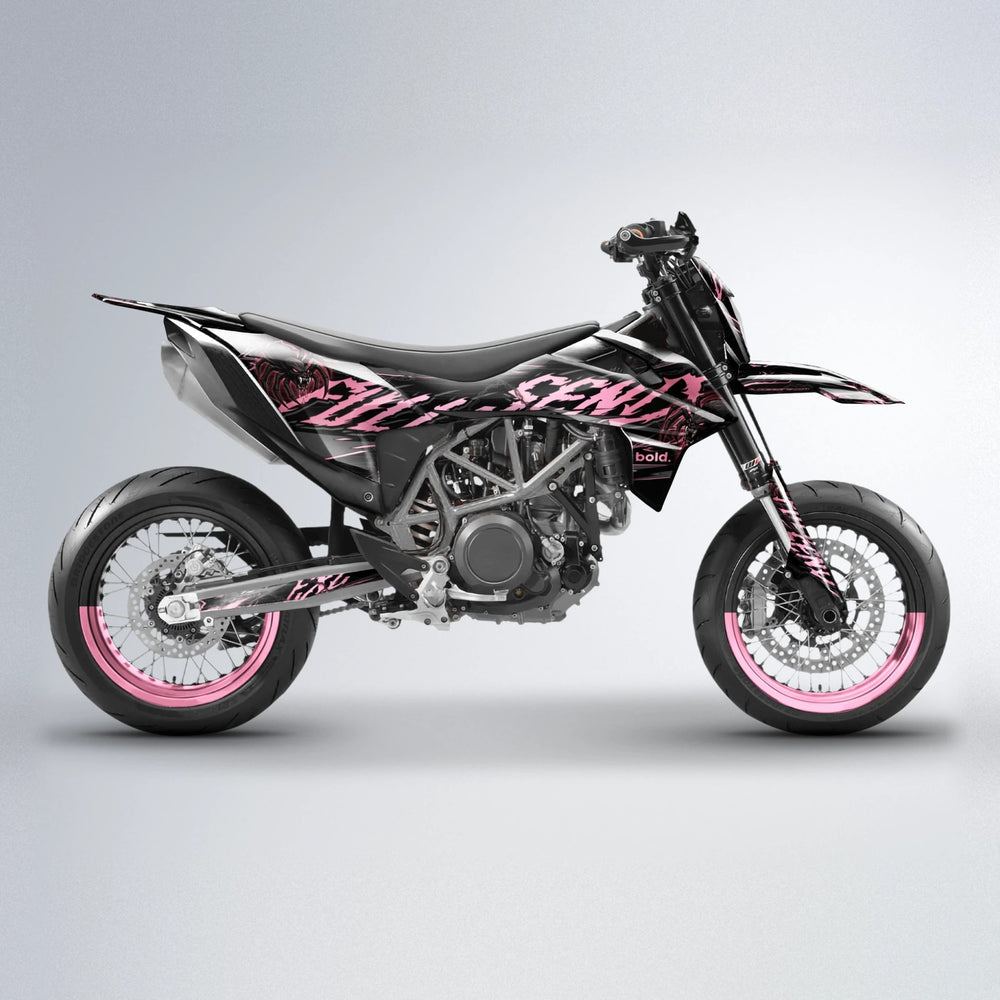 VENOM KTM SMC 690 supermoto graphics kit in Sakura Pink