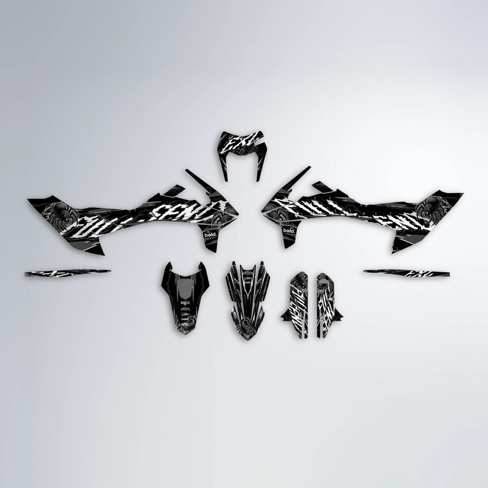 VENOM KTM SMC 690 graphics kit parts layout in White