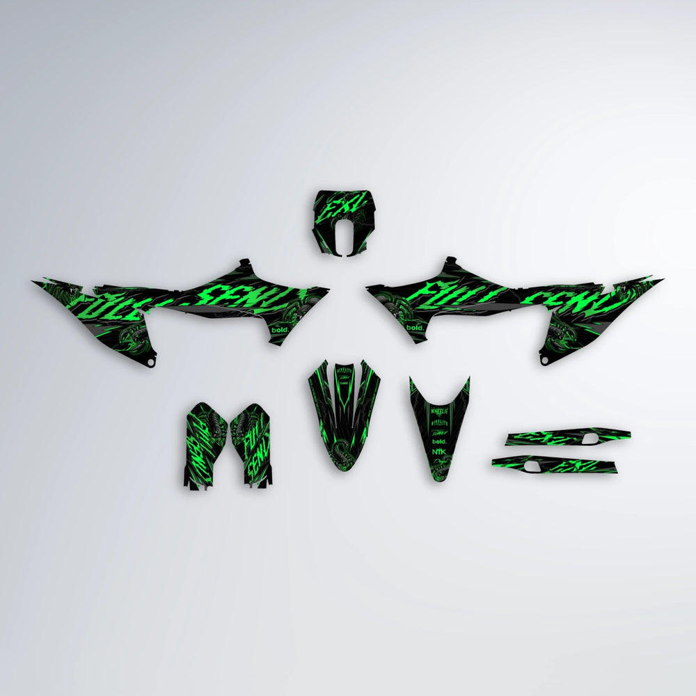 VENOM Stark Varg MX graphics kit parts layout in Green