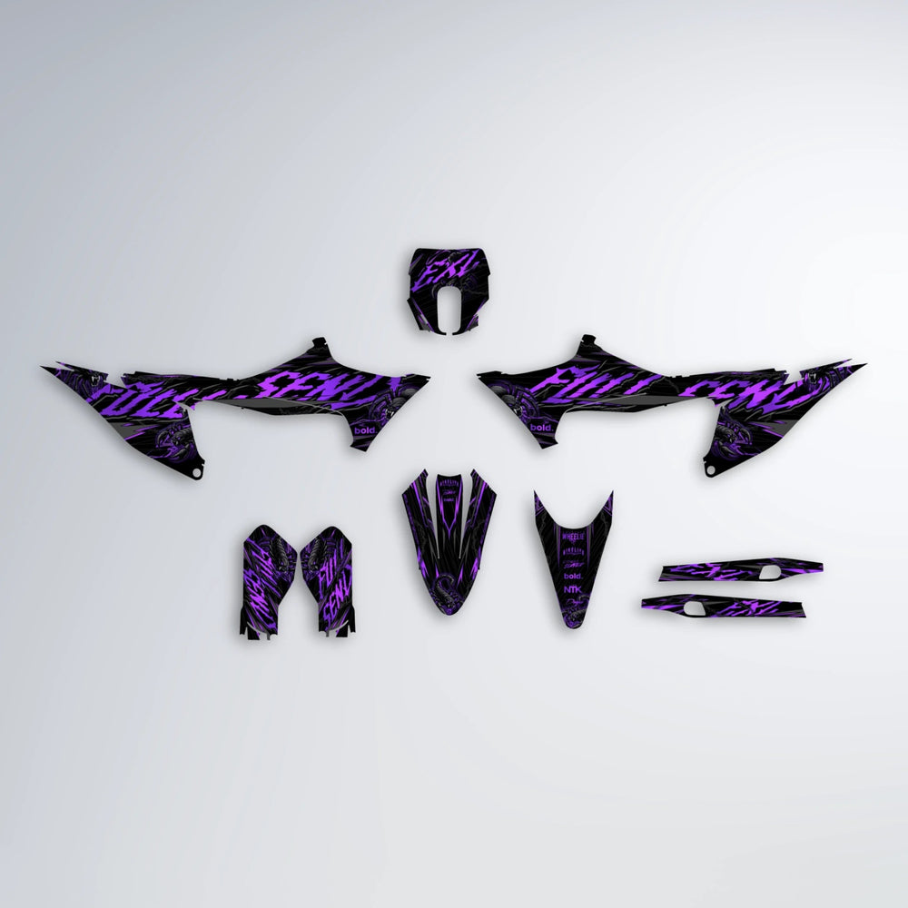 VENOM Stark Varg MX graphics kit parts layout in Purple