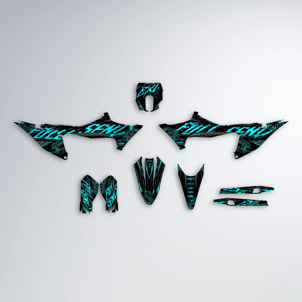 VENOM Stark Varg MX graphics kit parts layout in Teal