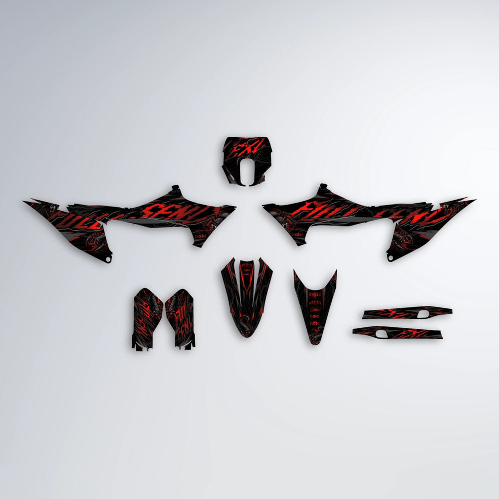 VENOM Stark Varg SM graphics kit parts layout in Black & Red