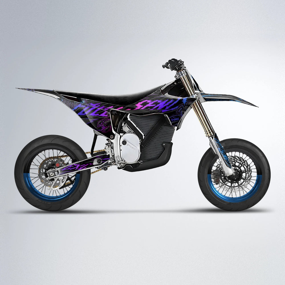 VENOM Stark Varg SM supermoto graphics kit in Blue Purple Fade
