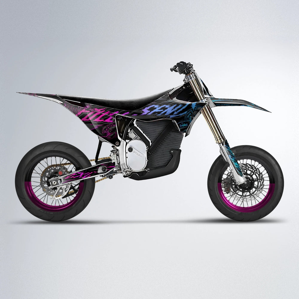 VENOM Stark Varg SM supermoto graphics kit in Pink & Light Blue