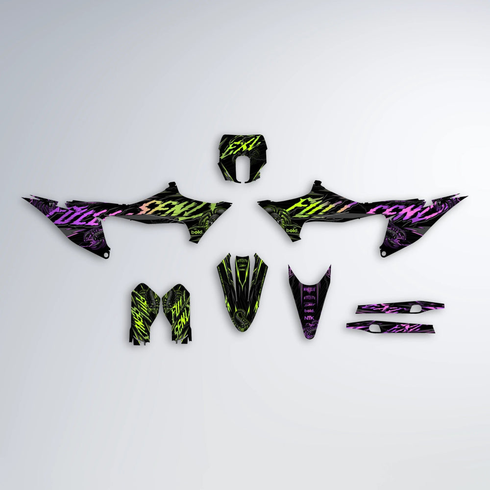 VENOM Stark Varg SM graphics kit parts layout in Purple & Yellow