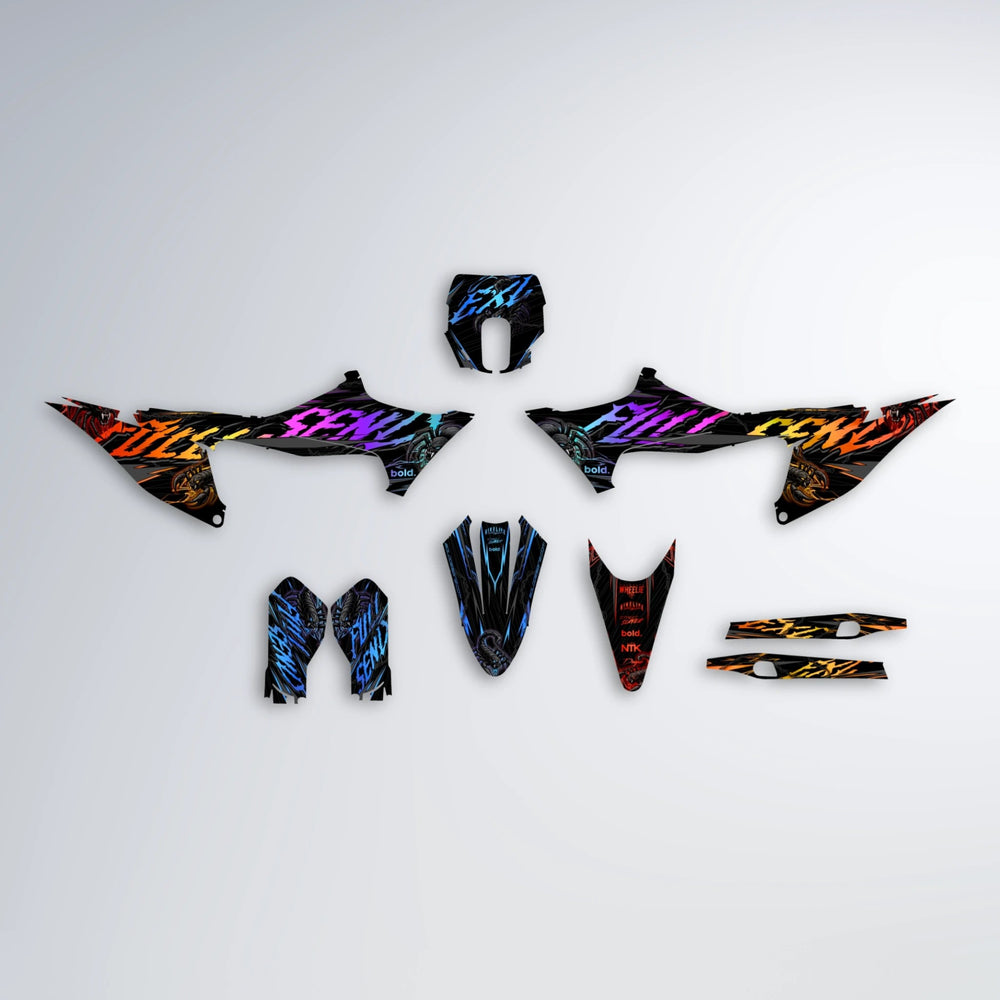 VENOM Stark Varg SM graphics kit parts layout in Sunset Fade