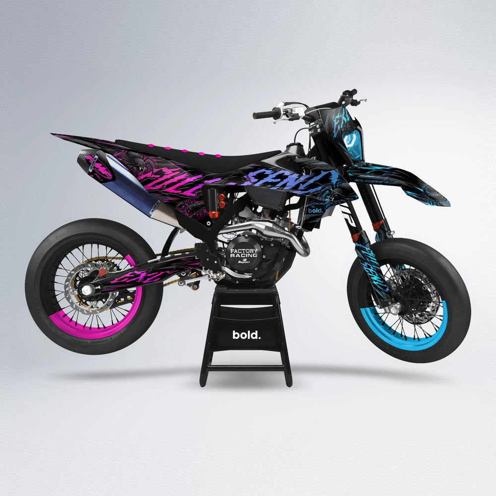 VENOM supermoto graphics kit in Pink & Light Blue
