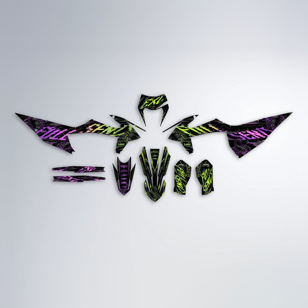 VENOM graphics kit parts layout in Purple & Yellow