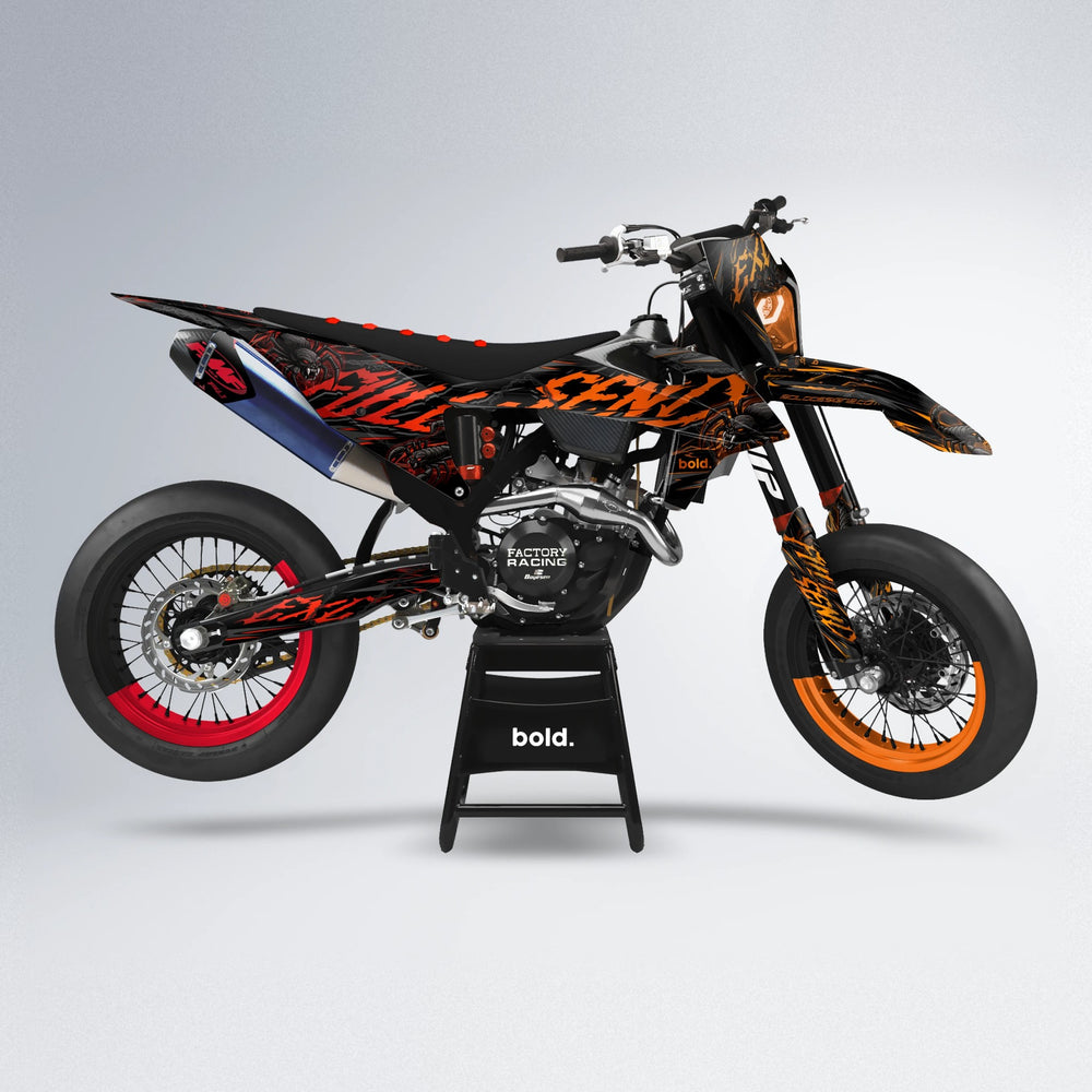 VENOM supermoto graphics kit in Red & Orange