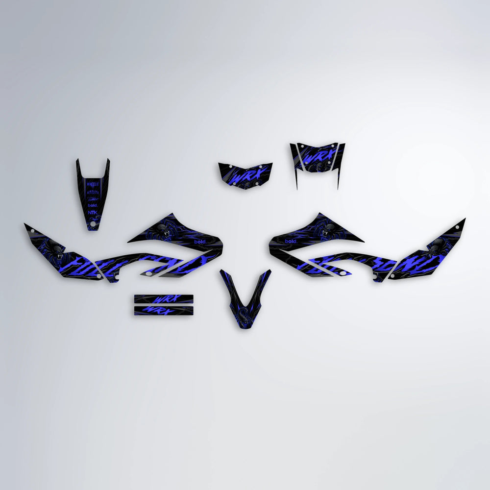 VENOM Yamaha WR 125X graphics kit parts layout in Blue