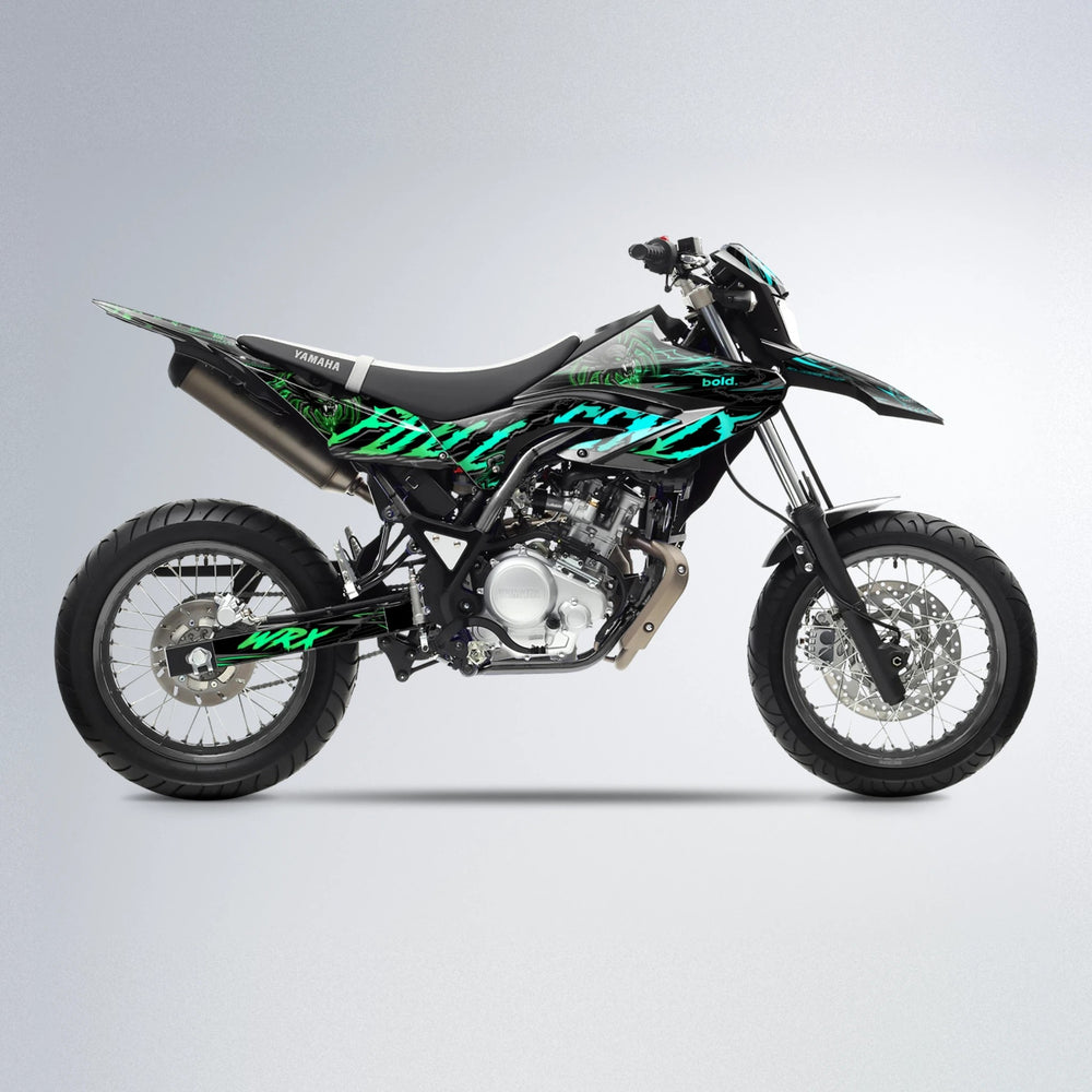 VENOM Yamaha WR 125X supermoto graphics kit in Cyan & Green