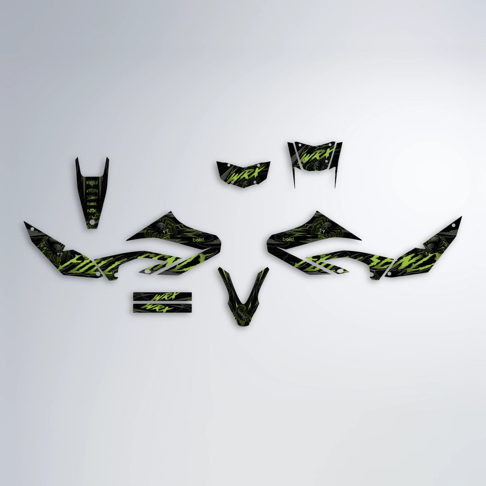 VENOM Yamaha WR 125X graphics kit parts layout in Olive