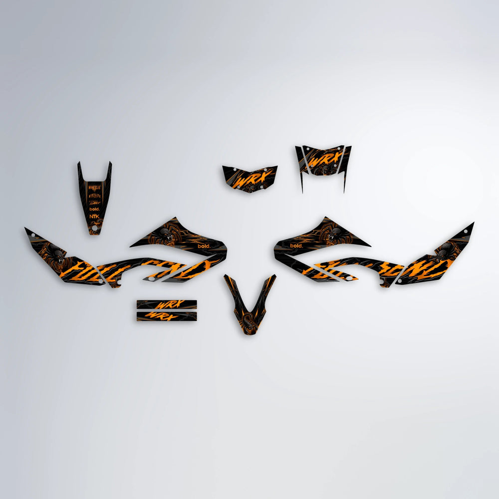VENOM Yamaha WR 125X graphics kit parts layout in Orange
