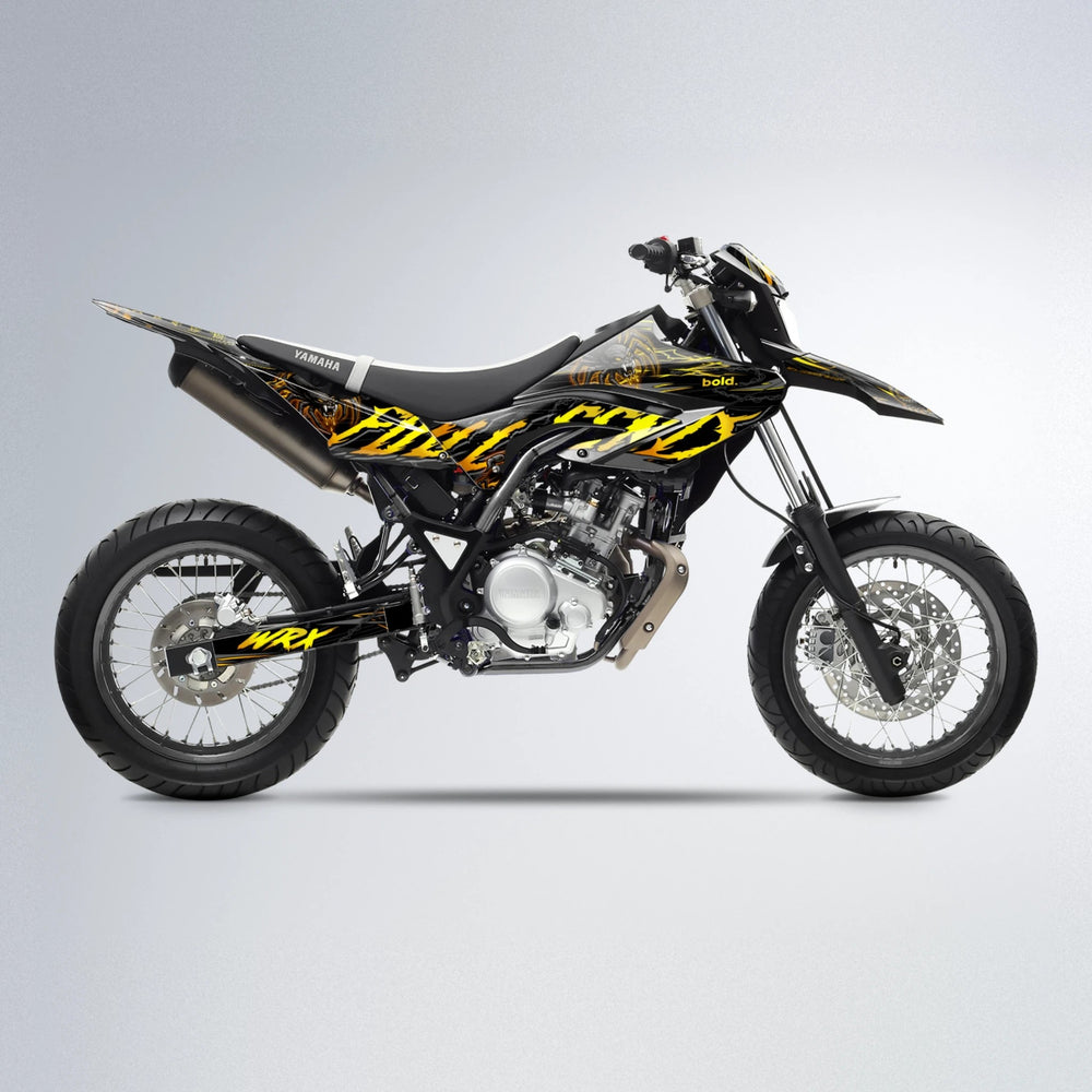 VENOM Yamaha WR 125X supermoto graphics kit in Orange & Yellow