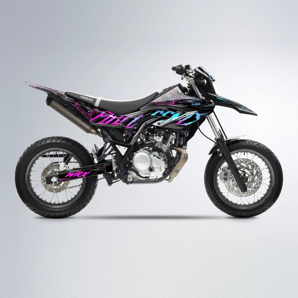VENOM Yamaha WR 125X supermoto graphics kit in Pink & Light Blue
