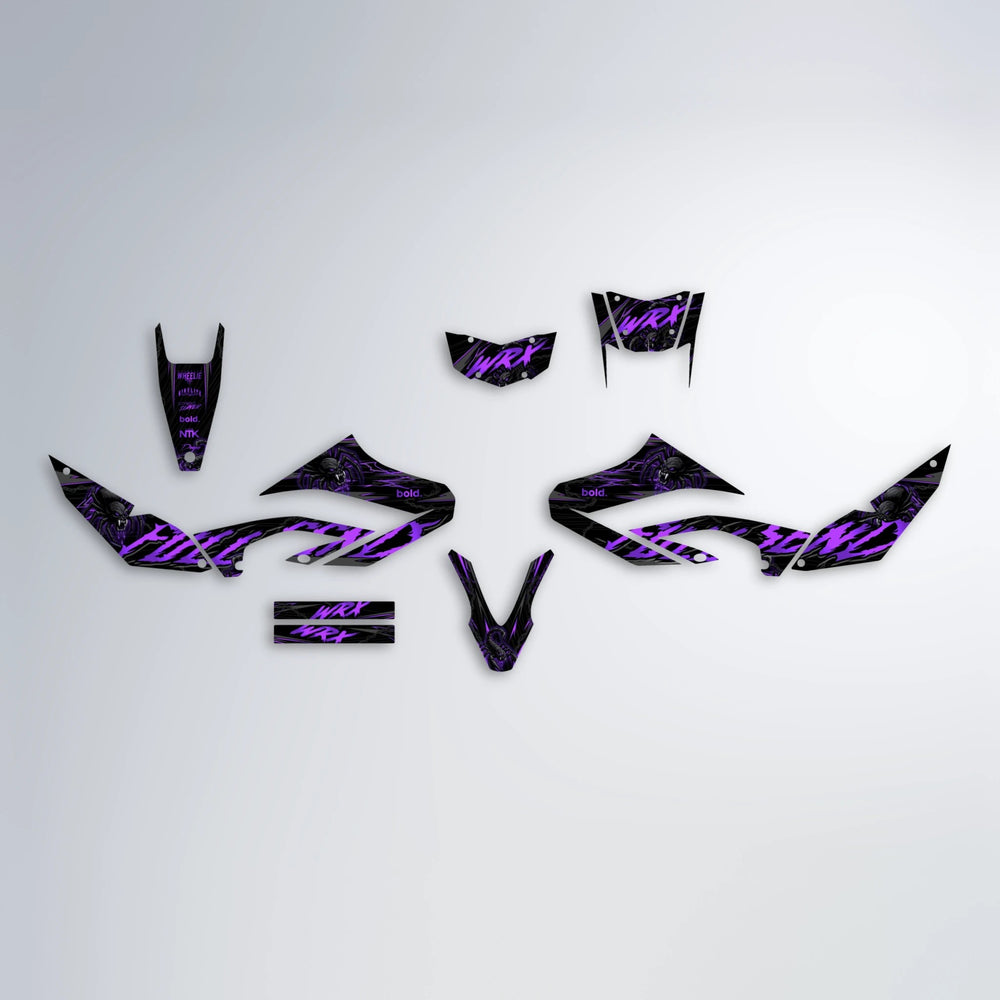 VENOM Yamaha WR 125X graphics kit parts layout in Purple