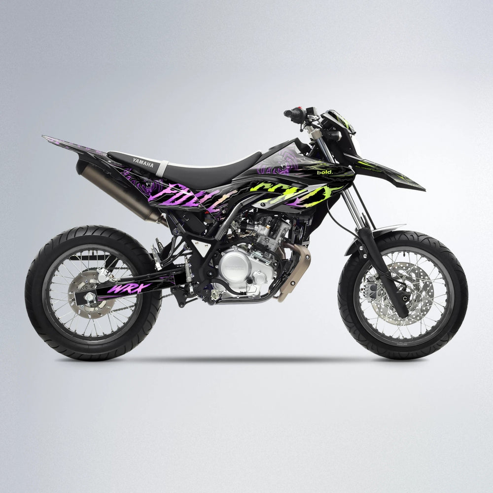 VENOM Yamaha WR 125X supermoto graphics kit in Purple & Yellow