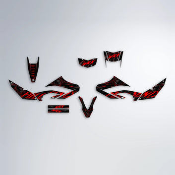 VENOM Yamaha WR 125X graphics kit parts layout in Red