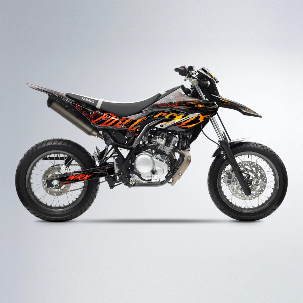 VENOM Yamaha WR 125X supermoto graphics kit in Red & Orange