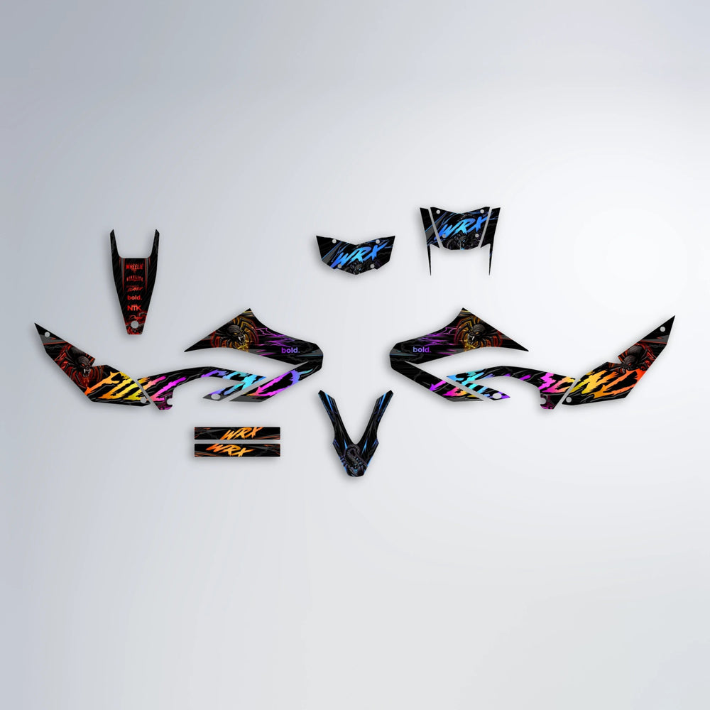 VENOM Yamaha WR 125X graphics kit parts layout in Sunset Fade