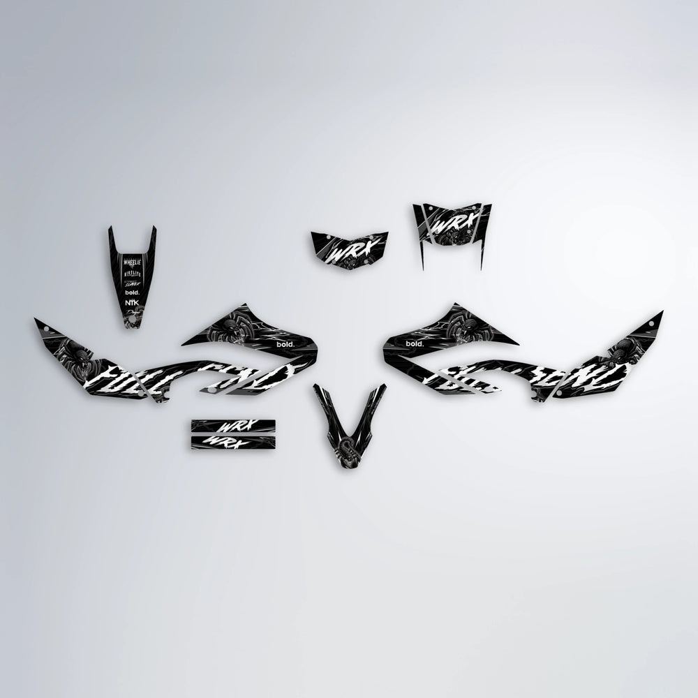 VENOM Yamaha WR 125X graphics kit parts layout in White