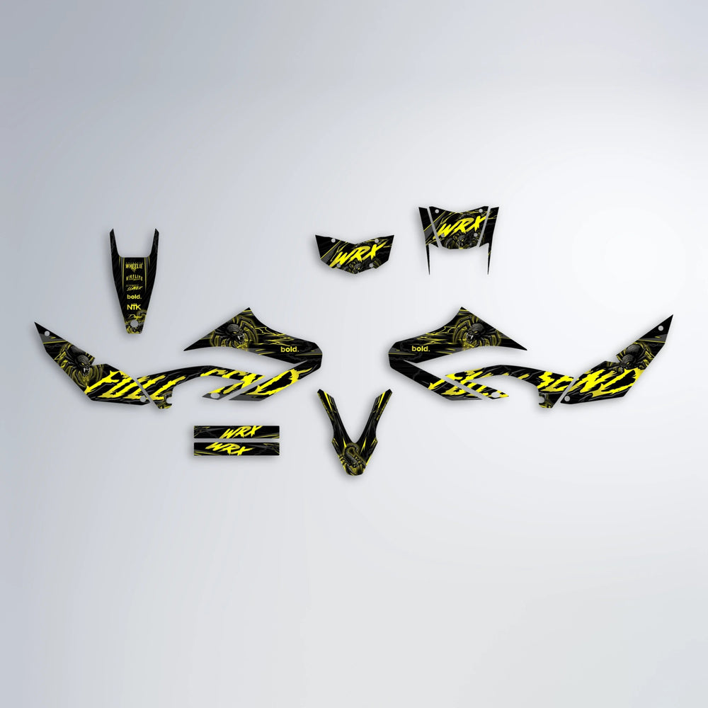 VENOM Yamaha WR 125X graphics kit parts layout in Yellow