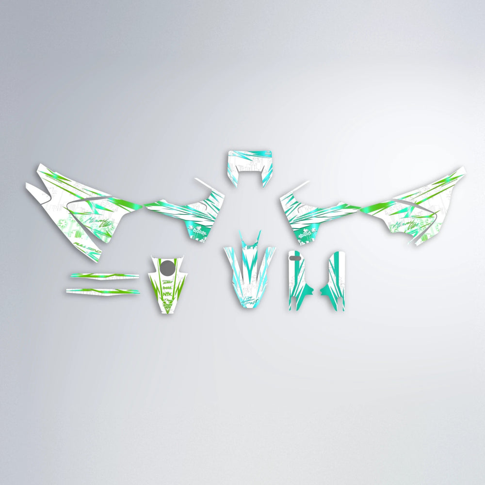 VICTORY Husqvarna 701 graphics kit parts layout in Cyan & Green
