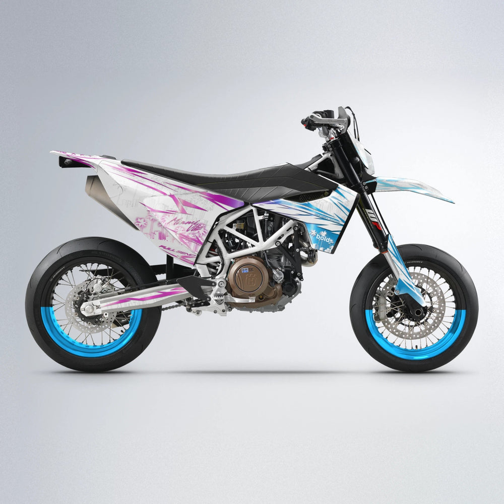 VICTORY Husqvarna 701 supermoto graphics kit in Pink & Light Blue