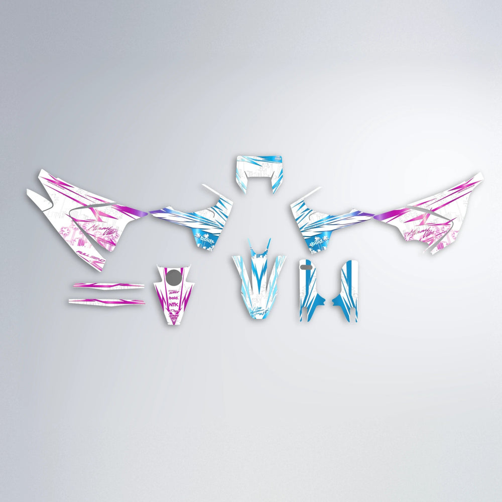 VICTORY Husqvarna 701 graphics kit parts layout in Pink & Light Blue