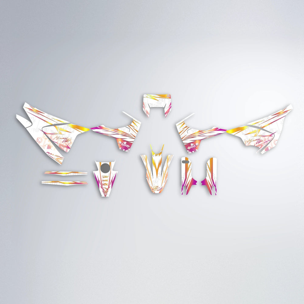 VICTORY Husqvarna 701 graphics kit parts layout in Pink & Yellow