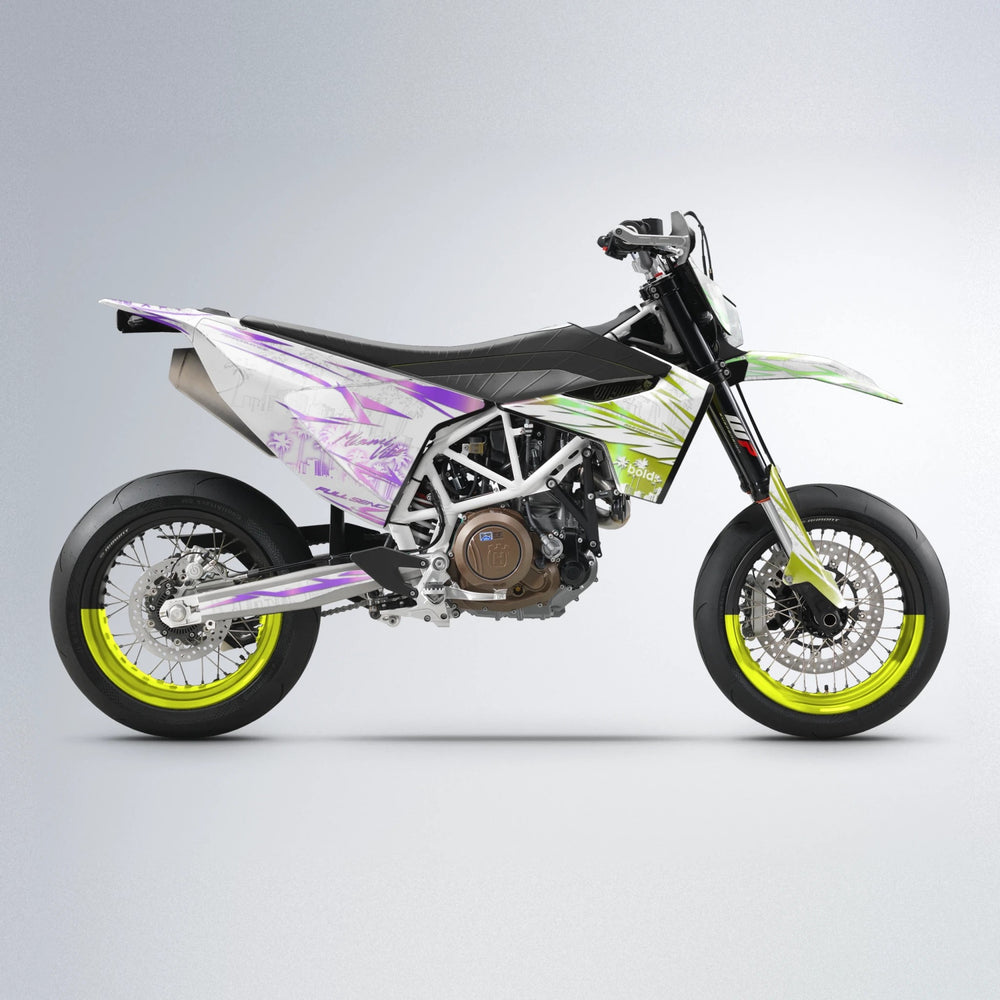VICTORY Husqvarna 701 supermoto graphics kit in Purple & Yellow