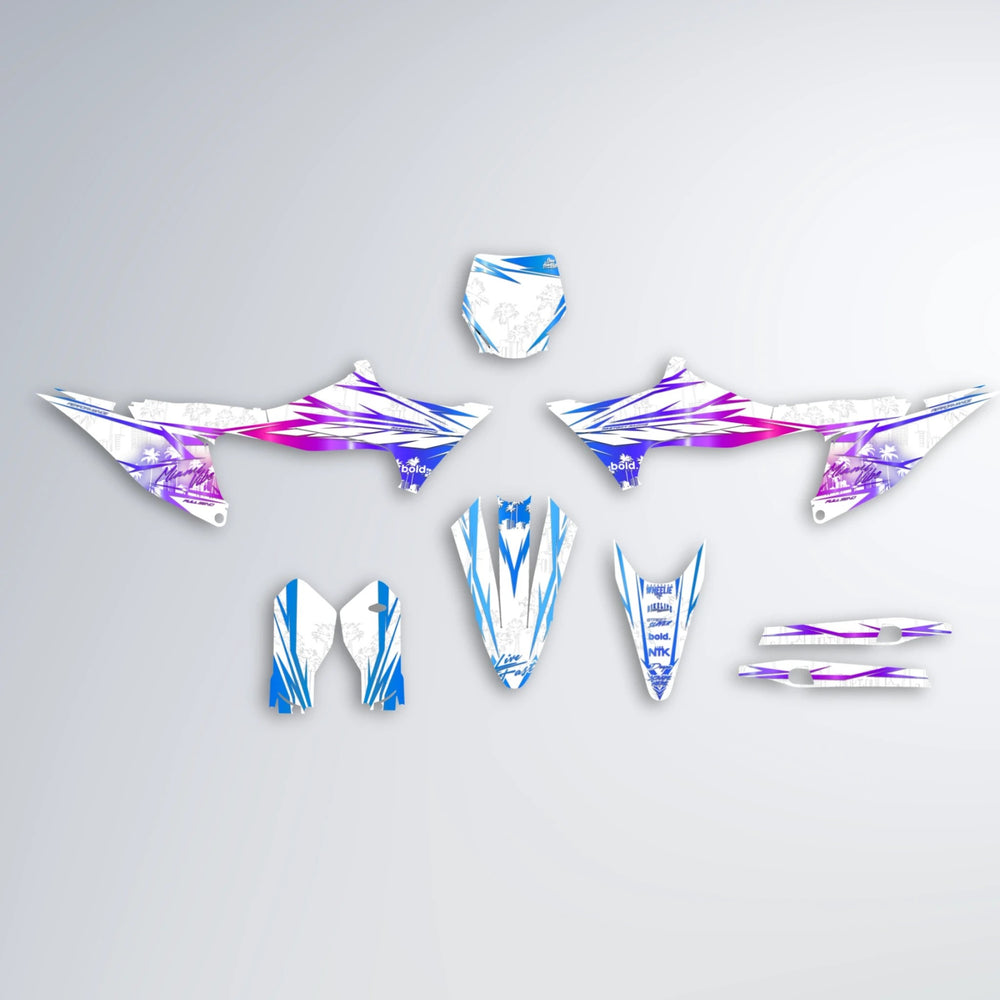 VICTORY Stark Varg MX graphics kit parts layout in Blue Purple Fade