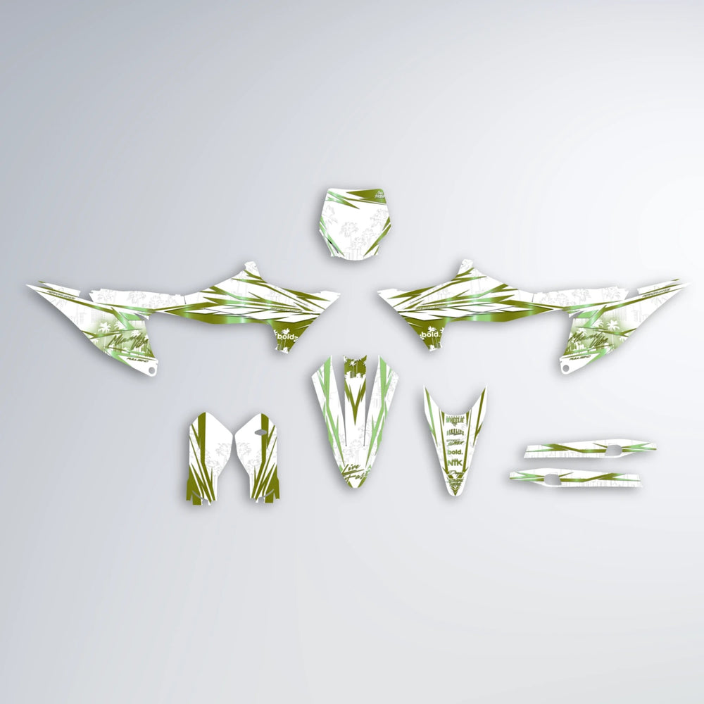 VICTORY Stark Varg MX graphics kit parts layout in Olive