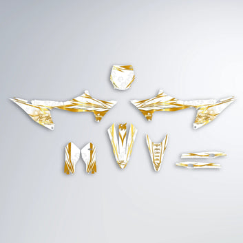 VICTORY Stark Varg MX graphics kit parts layout in Yellow