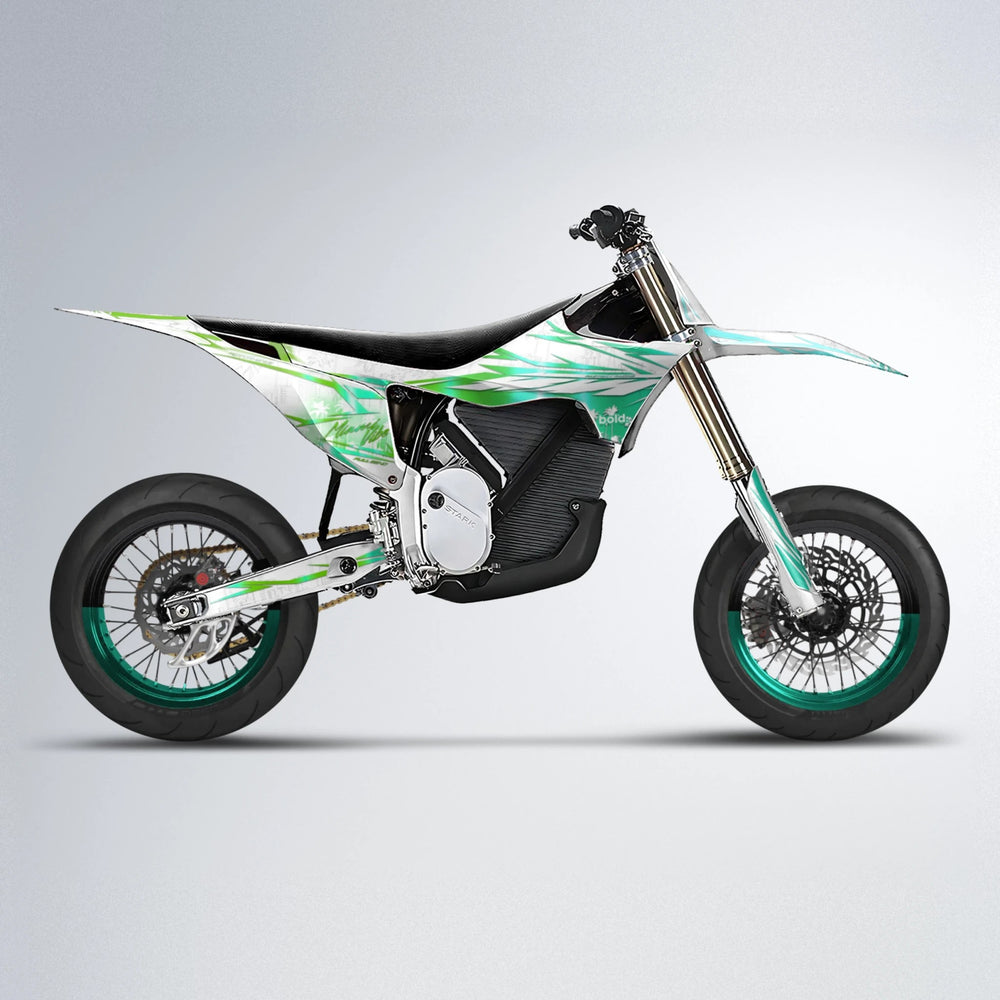 VICTORY Stark Varg SM supermoto graphics kit in Cyan & Green