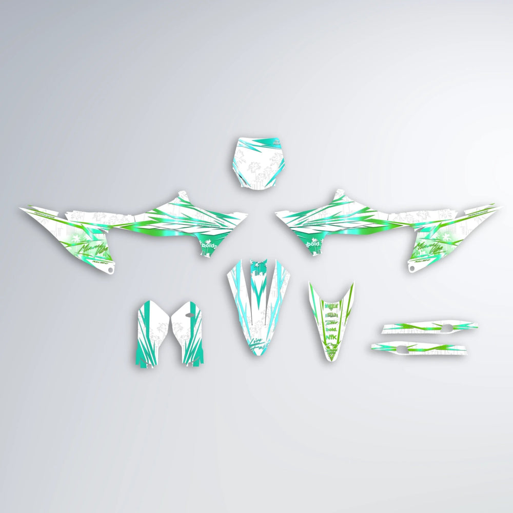 VICTORY Stark Varg SM graphics kit parts layout in Cyan & Green