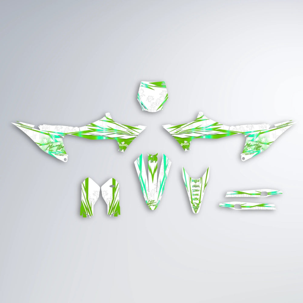 VICTORY Stark Varg SM graphics kit parts layout in Green
