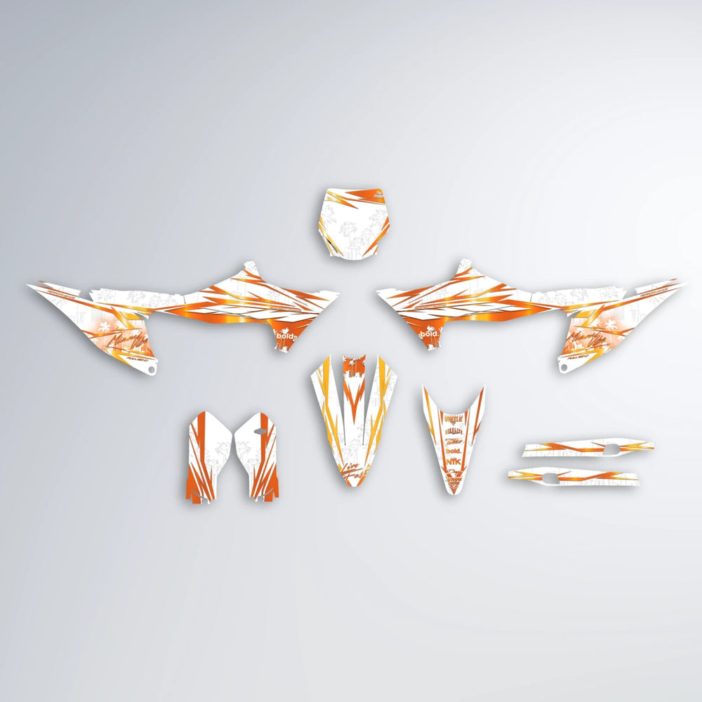 VICTORY Stark Varg SM graphics kit parts layout in Orange